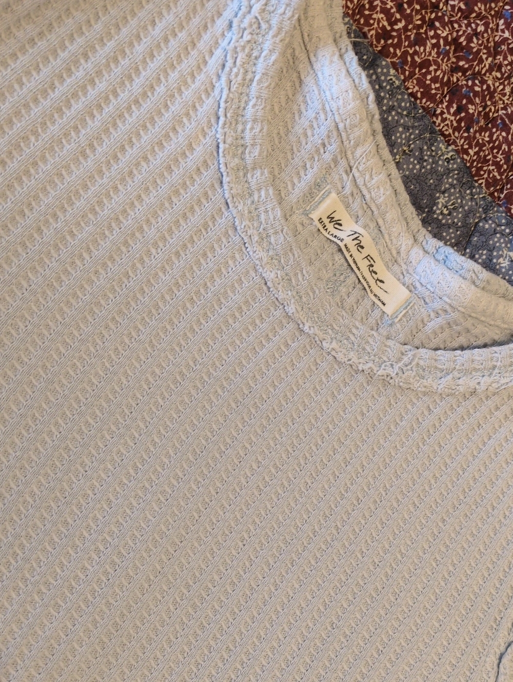 We The Free Pale Blue Waffle Knit Crewneck Sweatshirt